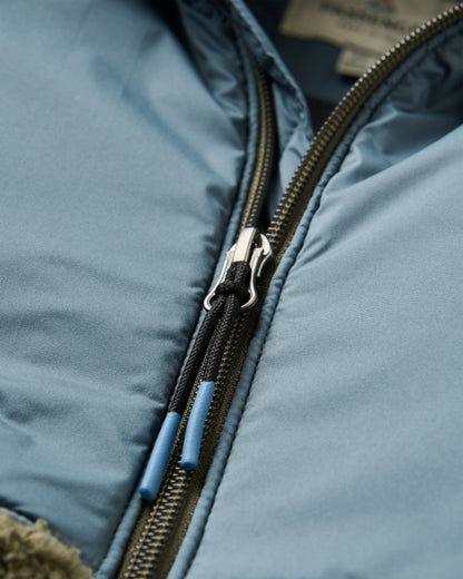 Joy Full Zip Hooded Sherpa Fleece - Dusty Olive - Flatlay