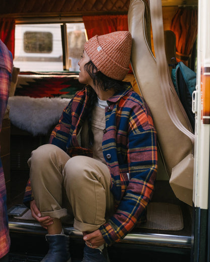 Flint Organic Cotton Overshirt - Rich Navy/Burnt Orange - Lifestyle