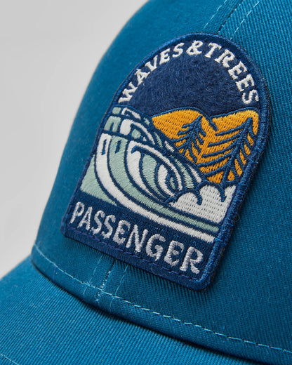 Waves & Trees Organic Cotton Trucker Cap - Tidal Blue - Flatlay