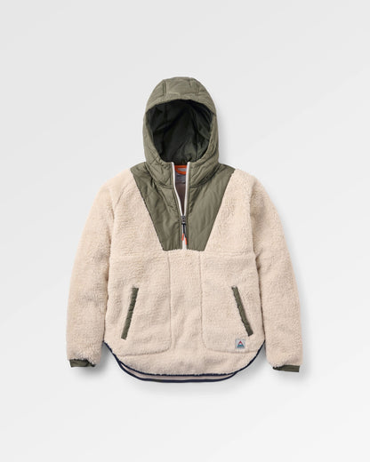 Beaumont Recycled Sherpa Hooded Fleece - Vintage White - Flatlay