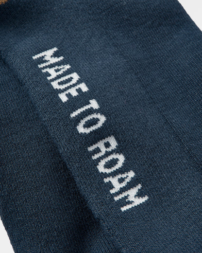 Organic Midweight Crew Socks - Navy - Flatlay