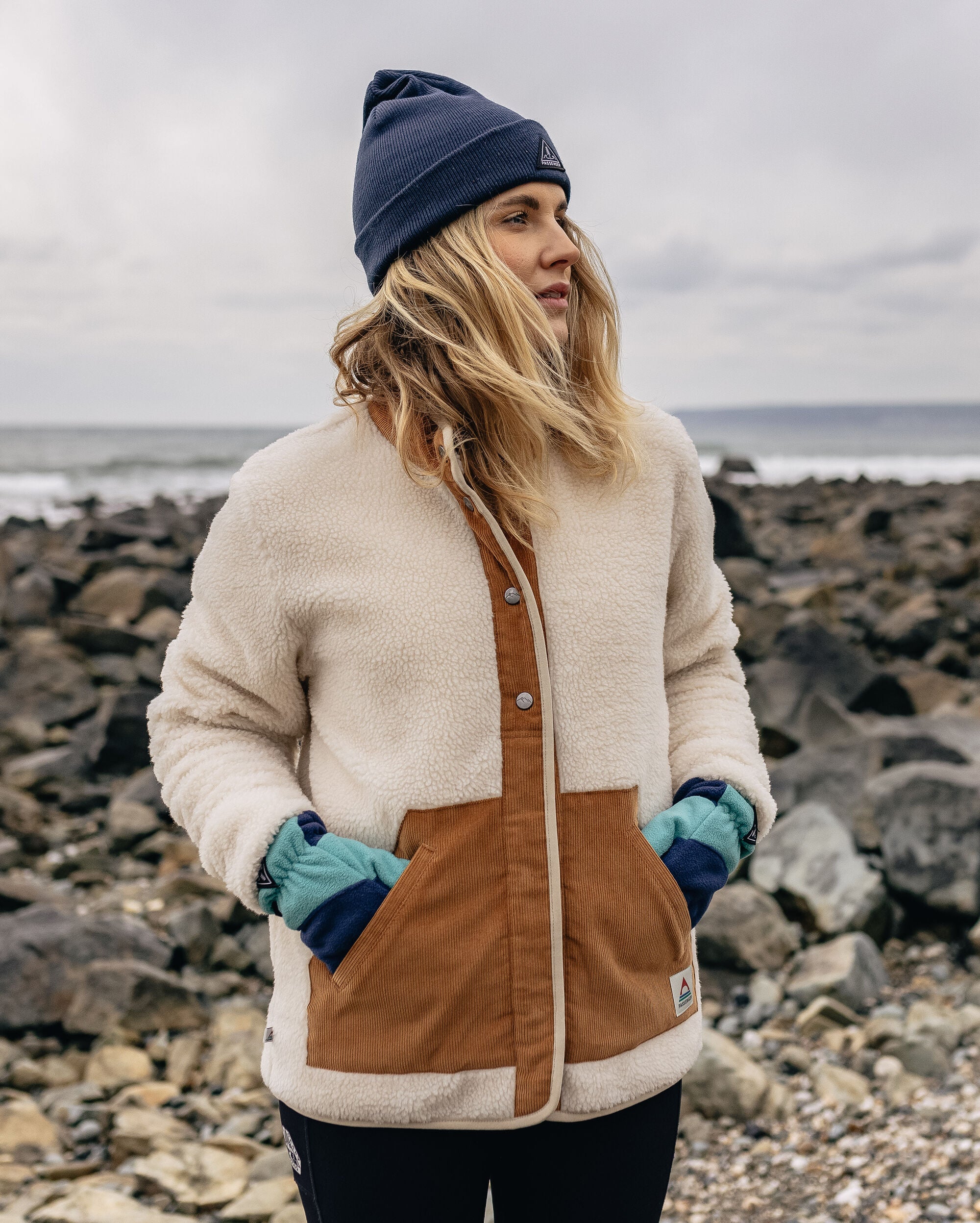 Clover Recycled Cotton-Lined Sherpa Fleece - Vintage White - Lifestyle