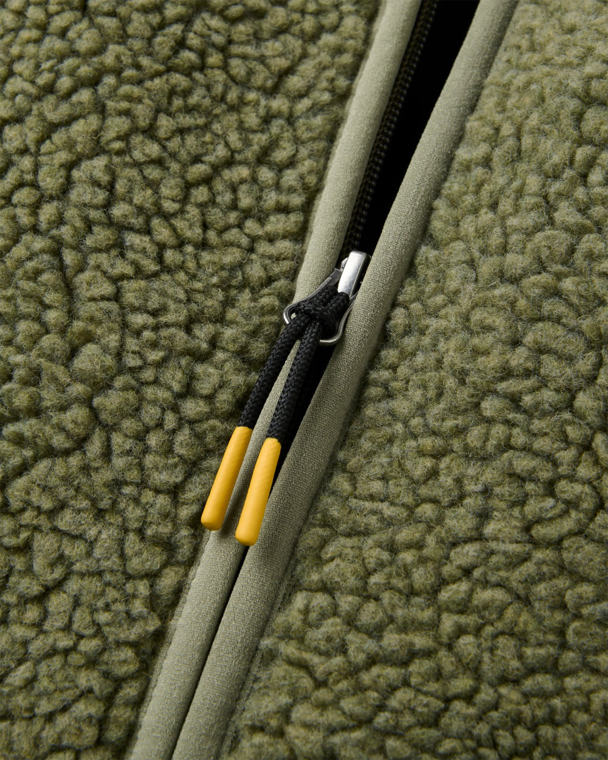 Tawny Collarless Deep Pile Sherpa Gilet - Dusty Olive - Flatlay