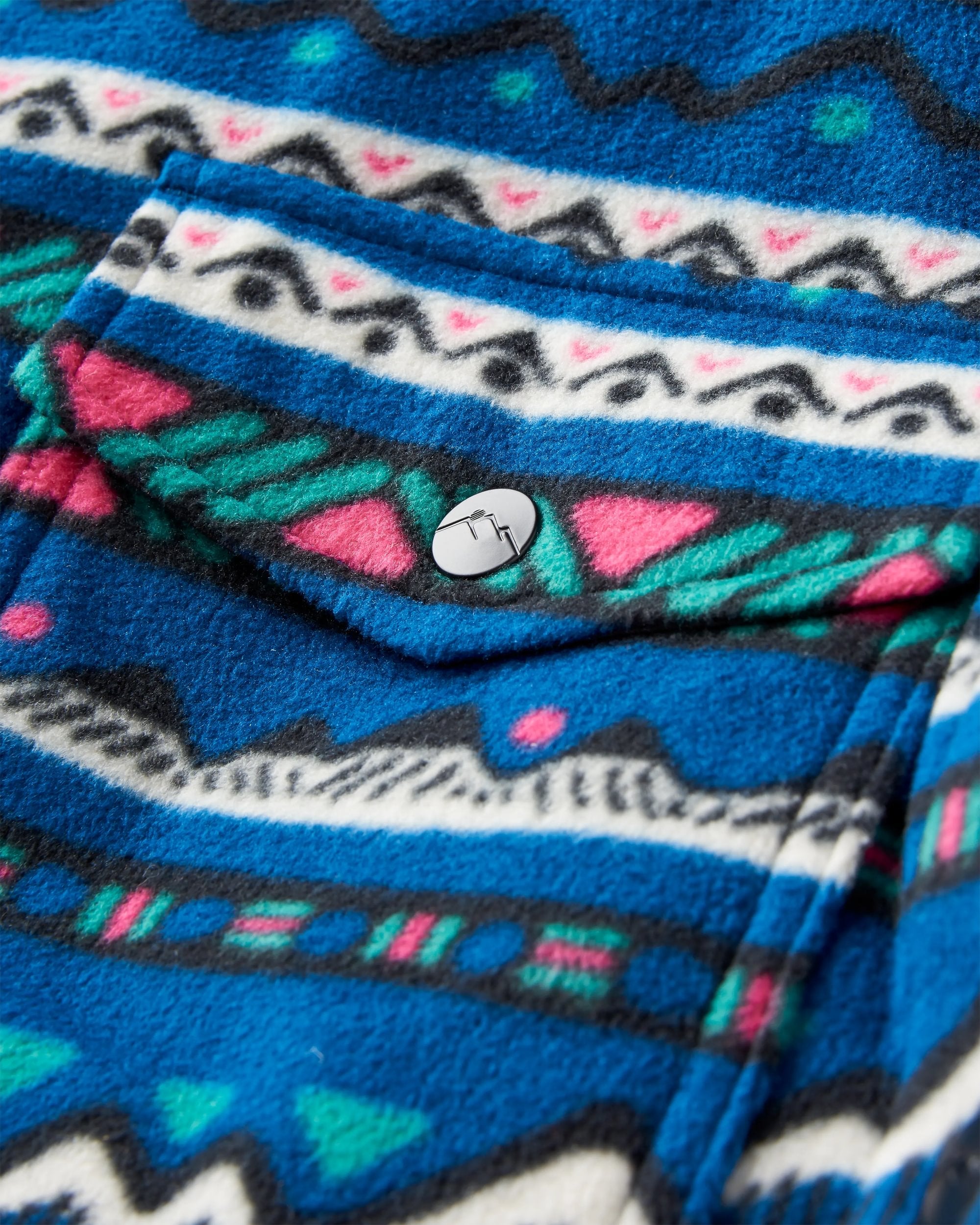 East Recycled Polar Fleece Shirt - Mountain Geo Tidal Blue - Flatlay