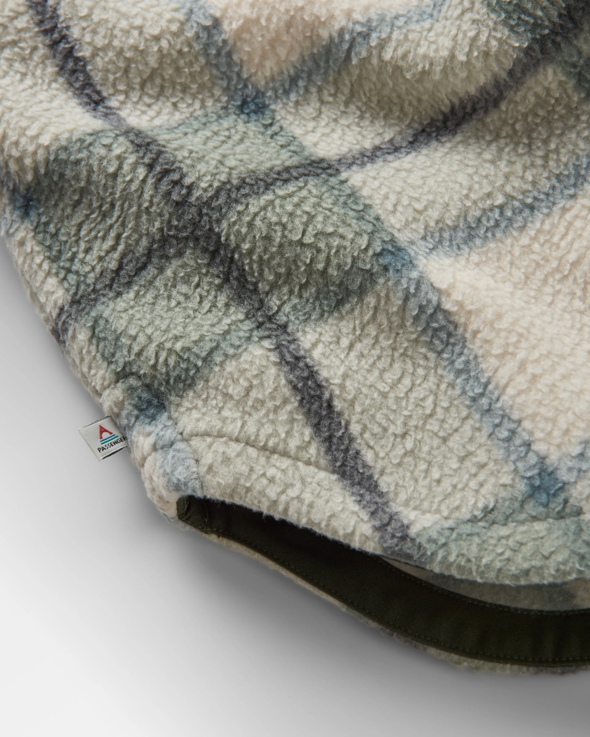 Cloudy Recycled Sherpa Fleece Shirt - Pistachio Check - Flatlay