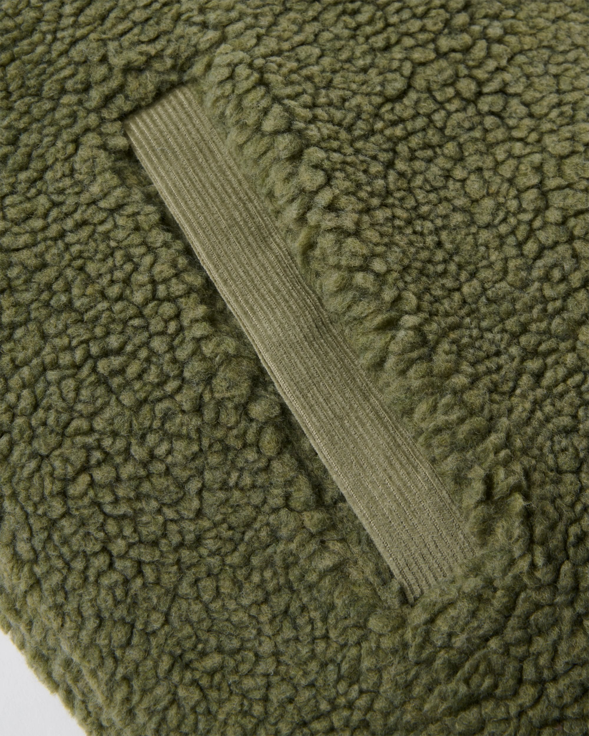 Tawny Collarless Deep Pile Sherpa Gilet - Dusty Olive - Flatlay