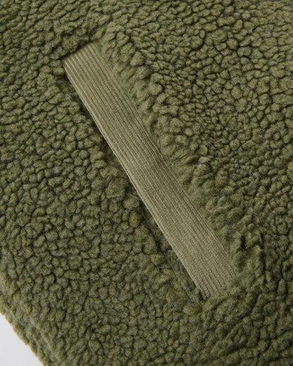Tawny Collarless Deep Pile Sherpa Gilet - Dusty Olive - Flatlay