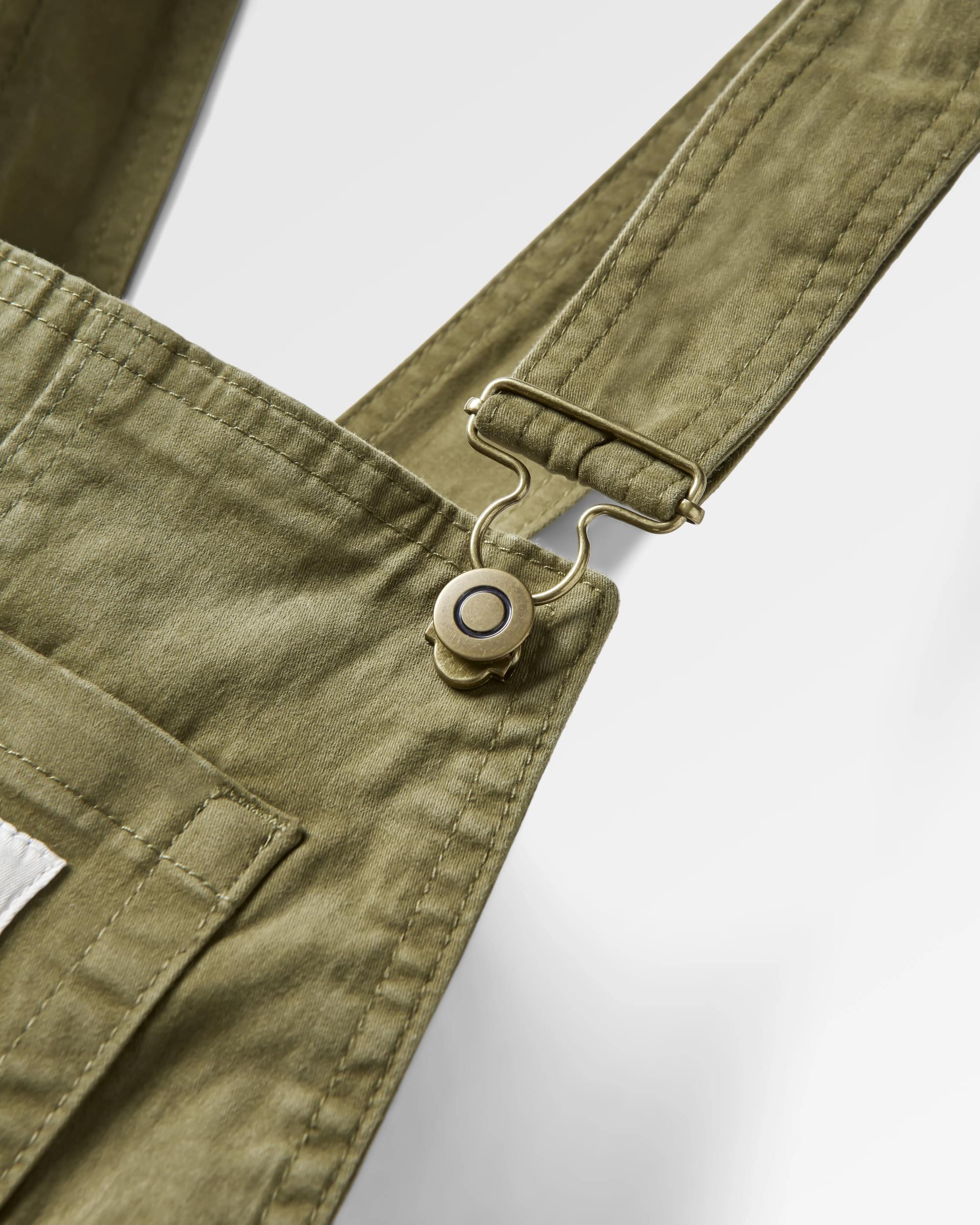 Roamist Organic Cotton Dungarees - Khaki - Flatlay
