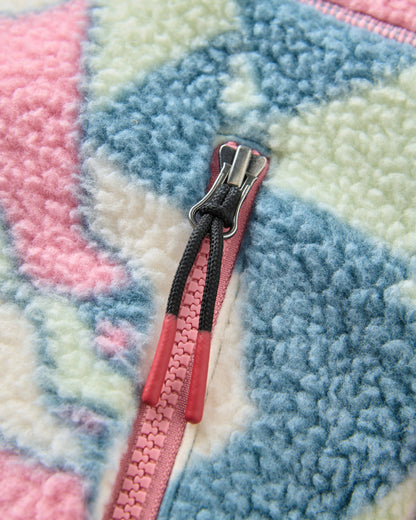 Home Full Zip Sherpa Fleece - Slower Rhythms Stormy Blue - Flatlay