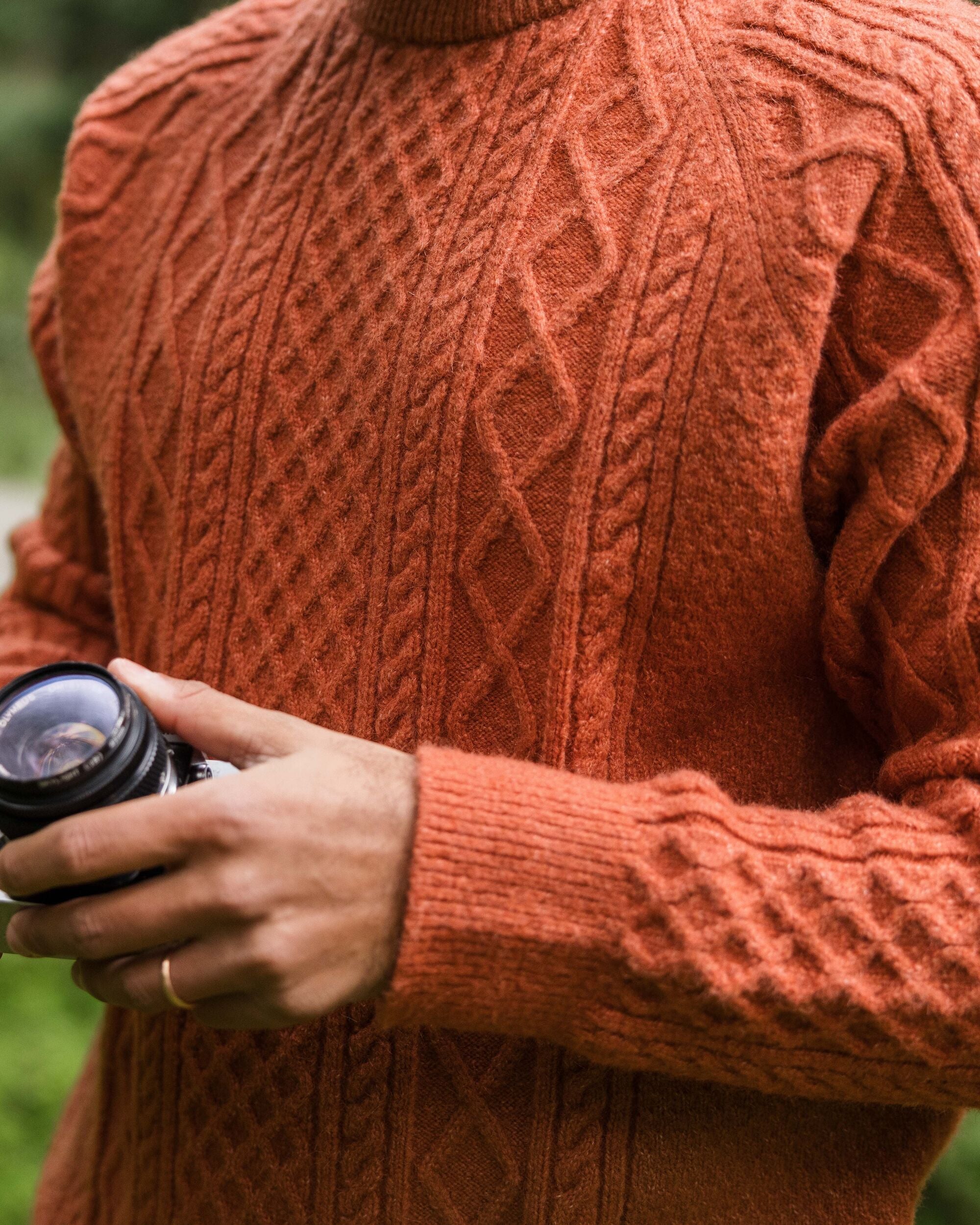 Sandbar Cable Knitted Jumper - Baked Clay - Lifestyle