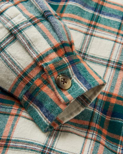 Rootsy Organic Cotton LS Shirt - Birch/Rain Forest Check - Flatlay