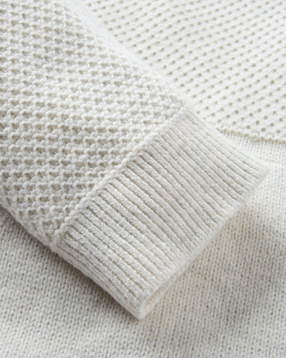 Cove Organic Cotton Knitted Hoodie - Off White - Flatlay
