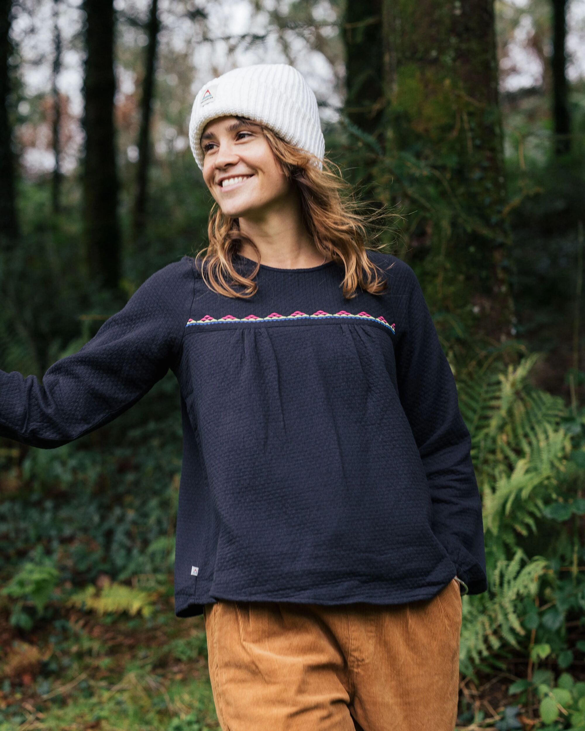 Petal Organic Cotton LS Top - Black - Lifestyle