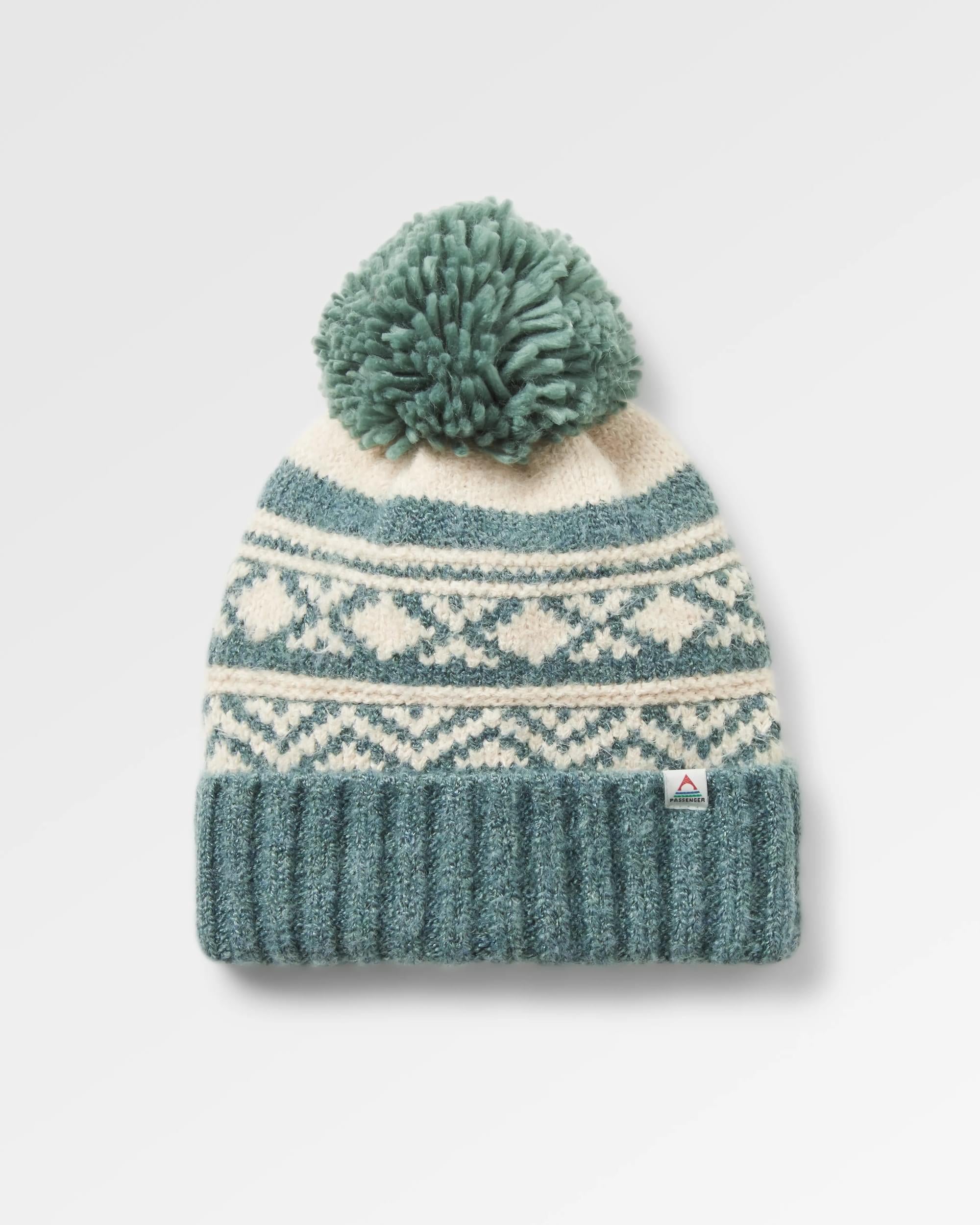 Lodge Recycled Bobble Hat - Dark Forest - Flatlay