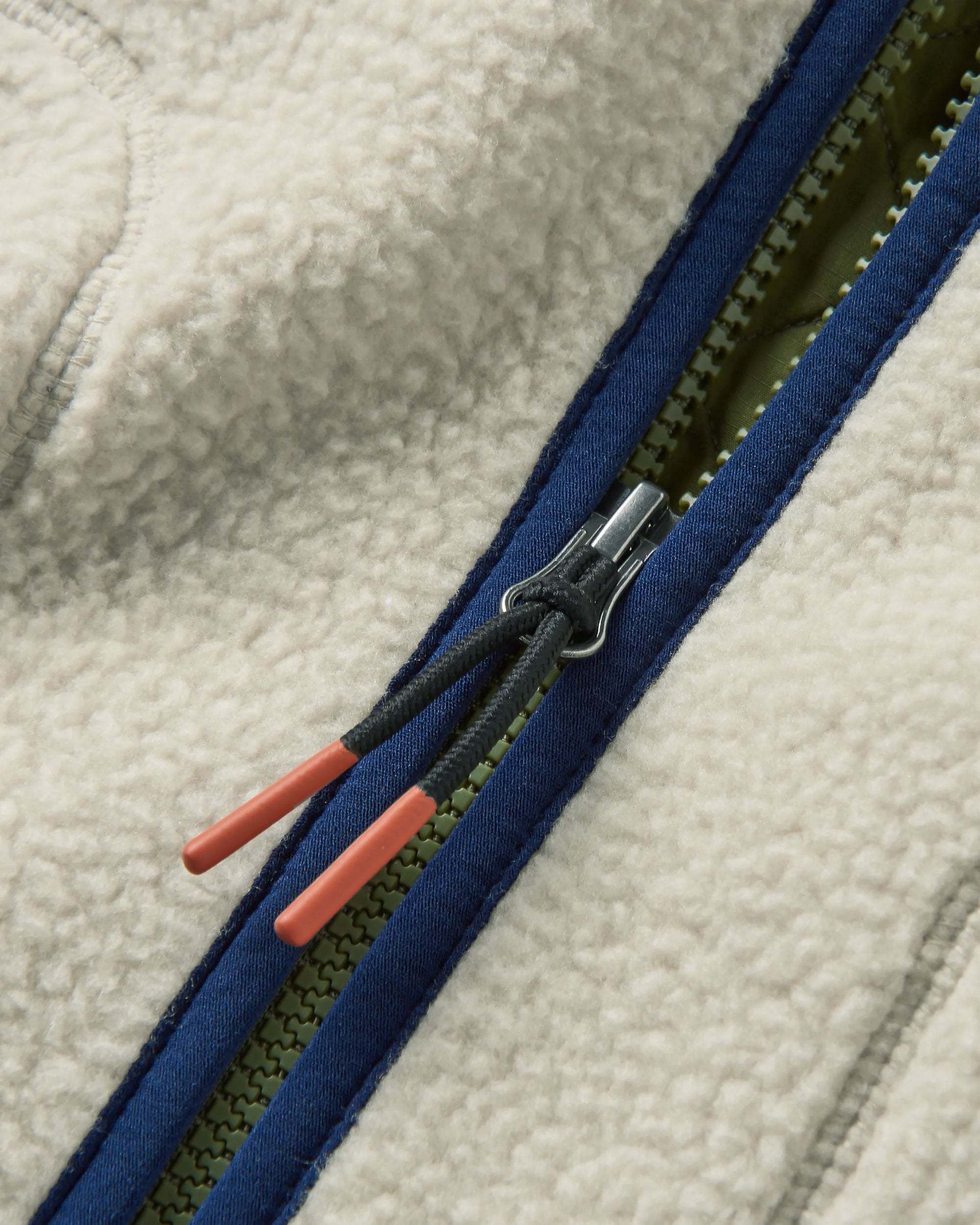 Offgrid Recycled Sherpa Fleece Vest - Oatmeal/Khaki - Flatlay