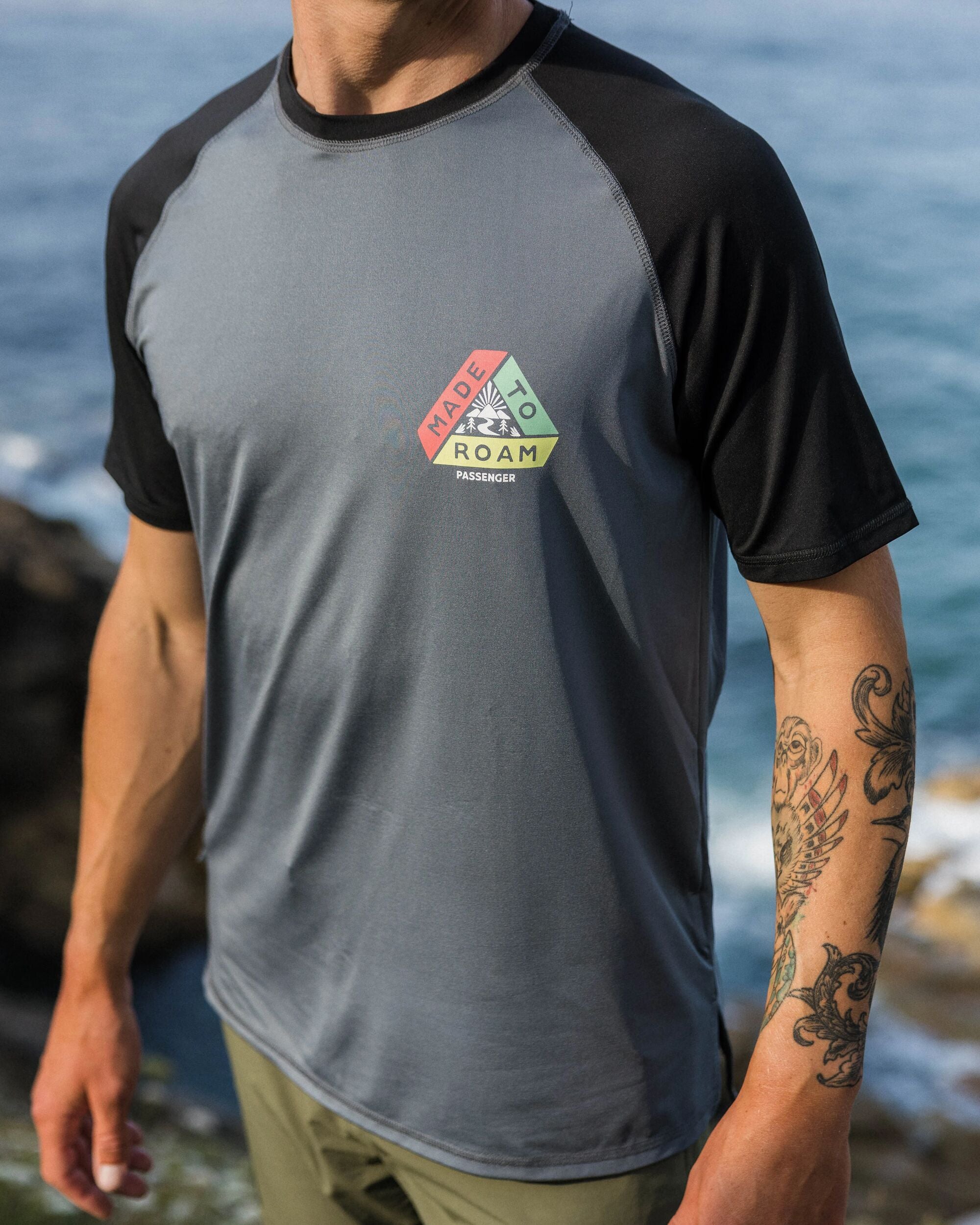 Dawn To Dusk Recycled Active T-shirt - Storm Grey - Lifestyle