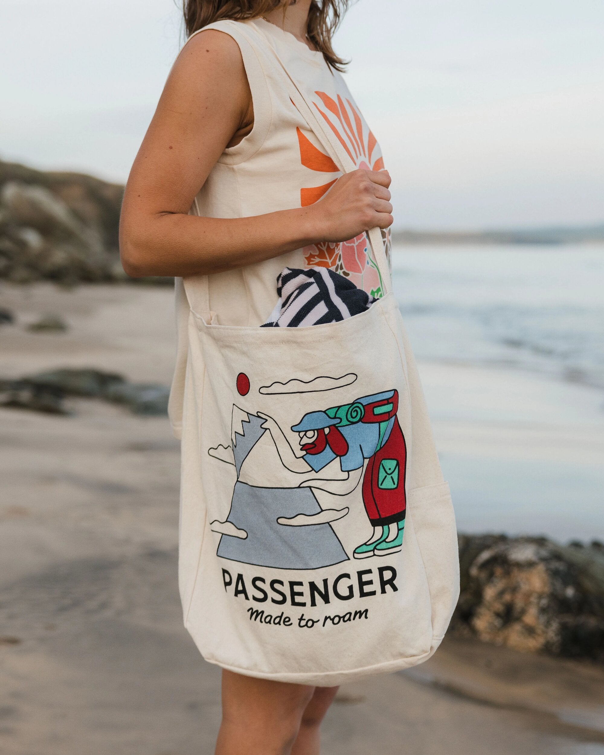 Sneaky Peak Organic Cotton Tote Bag - Multi - Passenger - Lifestyle - Female