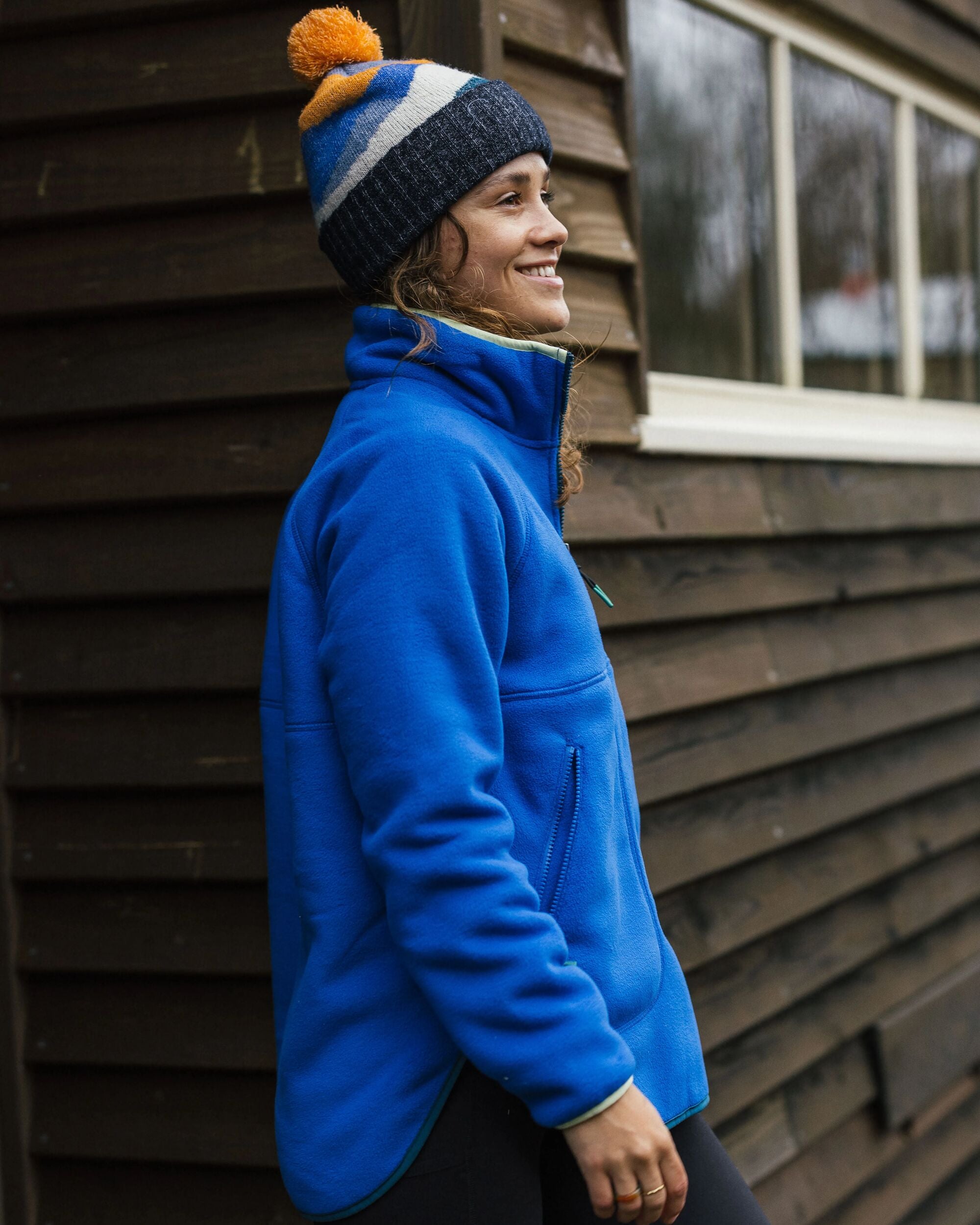 Folksy Recycled Sherpa Fleece - Azure Blue - Lifestyle