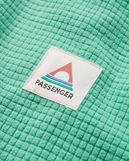 Overlook Recycled Grid Polar Fleece - Green Spruce/Grey Marl - Flatlay