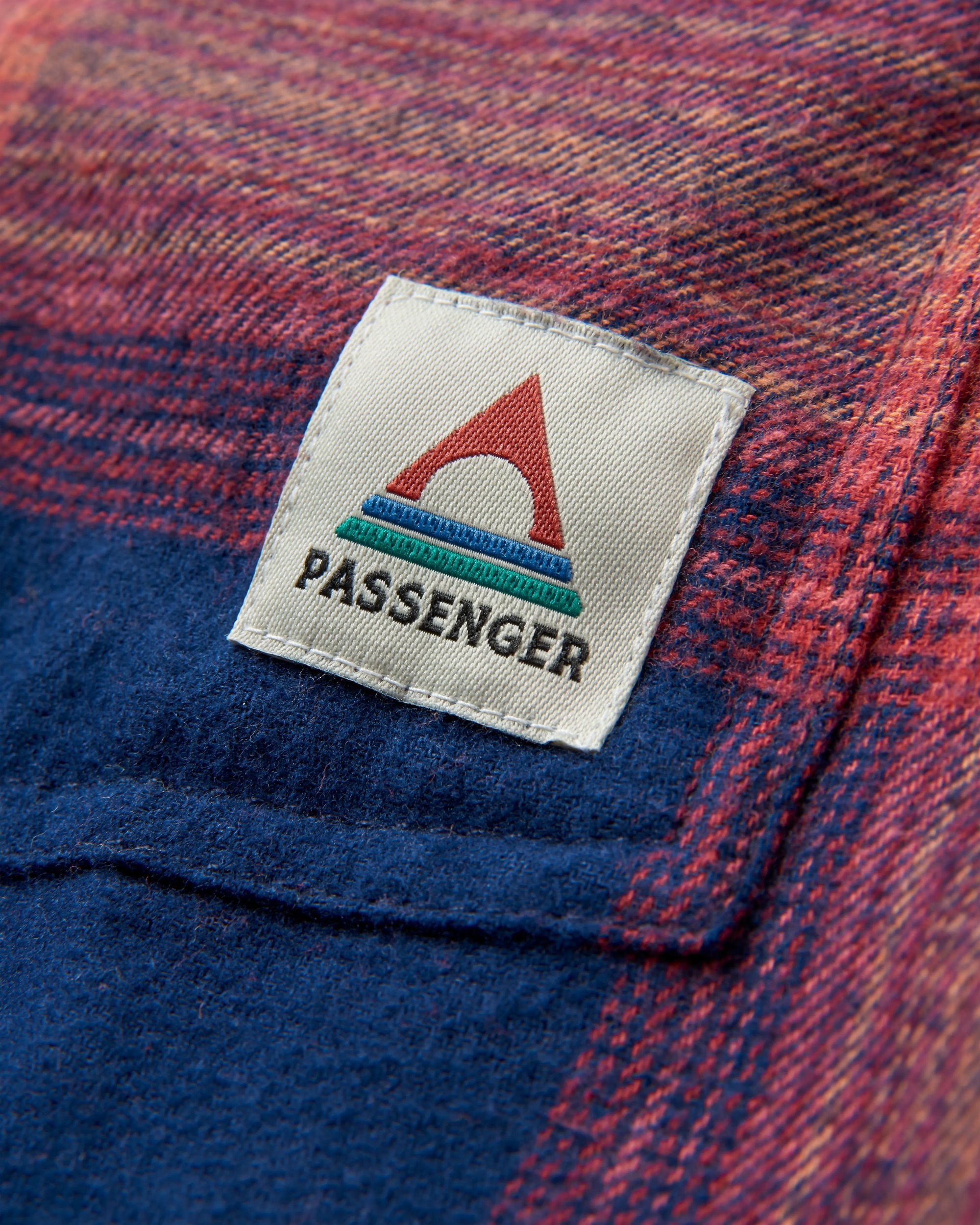 Stella Organic Cotton LS Shirt - Rich Navy/ Red Ochre Check - Flatlay