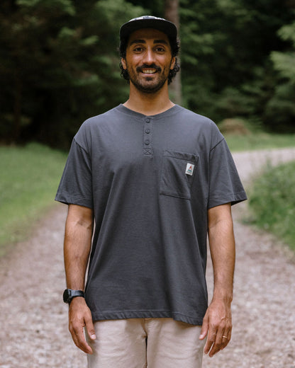 Heritage Relaxed Fit Henley T-Shirt - Faded Black - Lifestyle