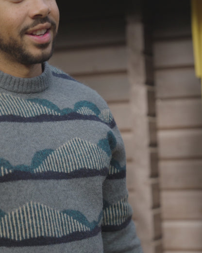 Seafoam Patterned Knitted Jumper - Scenic Stripe Blue - 