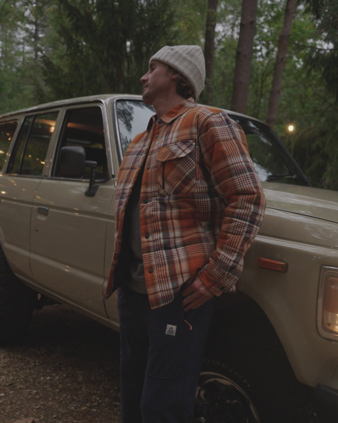 Taranaki Quilted Overshirt - Retro Orange Check - 