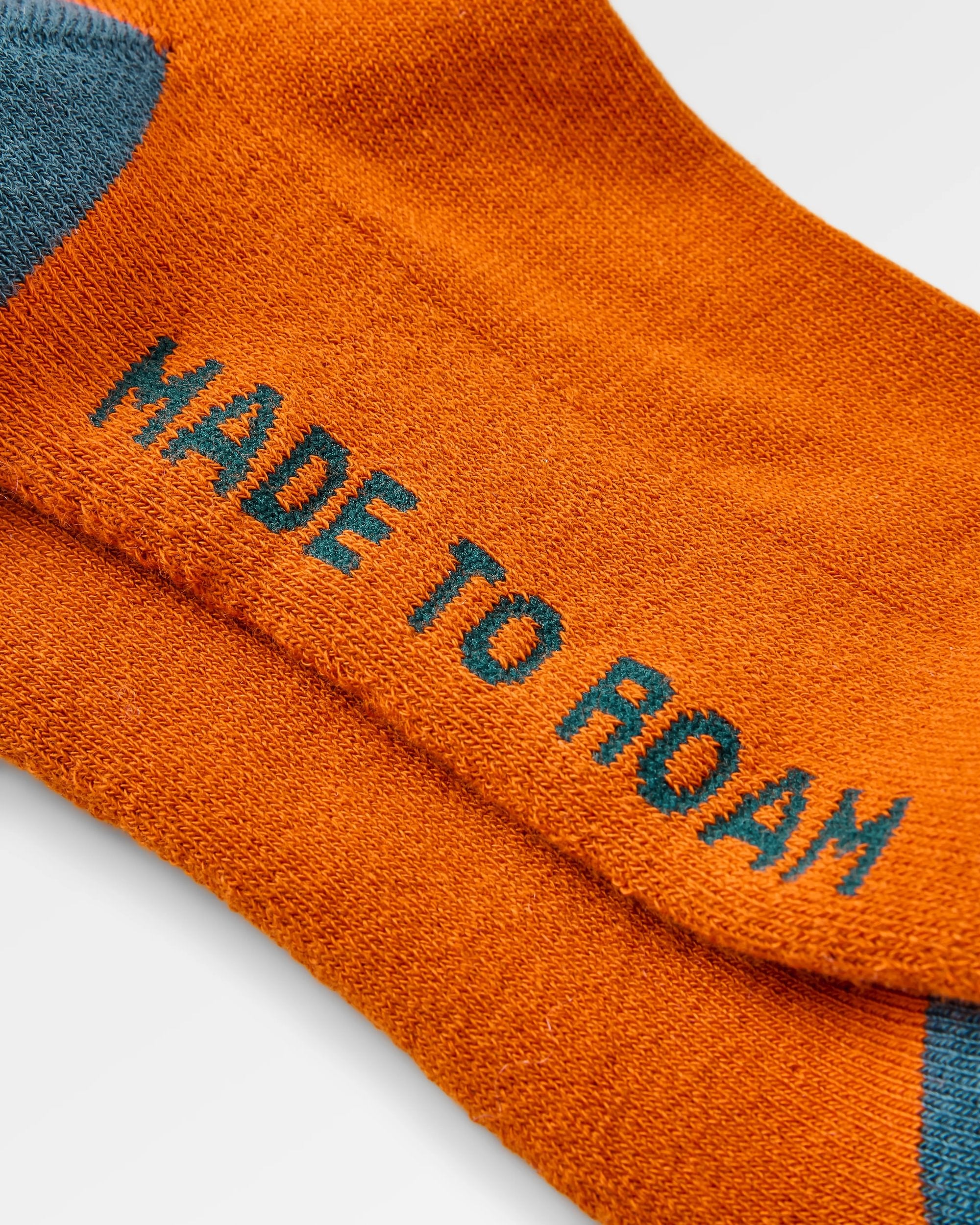 Organic Midweight Crew Socks - Retro Orange - Flatlay