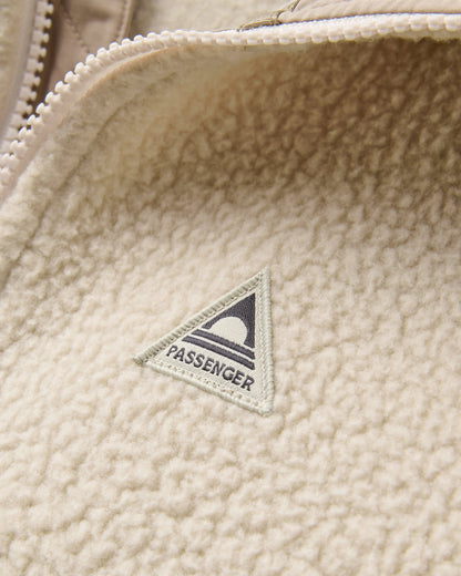 Home 1/2 Zip Hooded Sherpa Fleece - Oatmeal - Flatlay