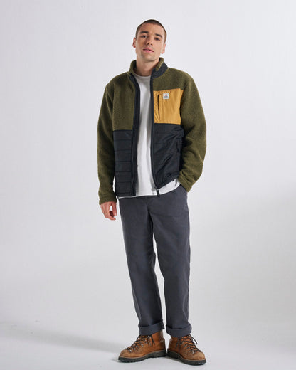 Born Explorer Recycled Polar-Lined Sherpa Fleece - Khaki - Studio Model