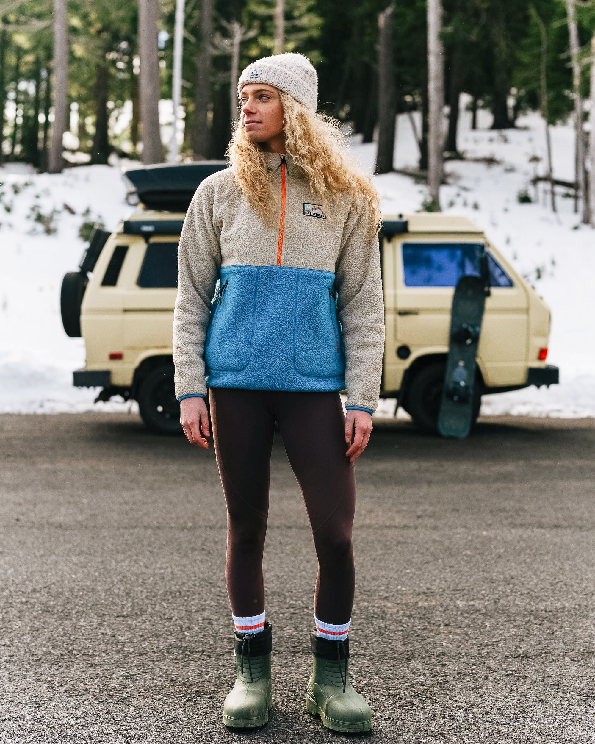 Maine 1/2 Zip Recycled Sherpa Fleece - Atlantic Blue - Lifestyle