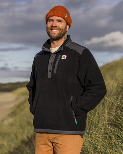 Solace Recycled Sherpa-Lined Polar Fleece - Black - Lifestyle