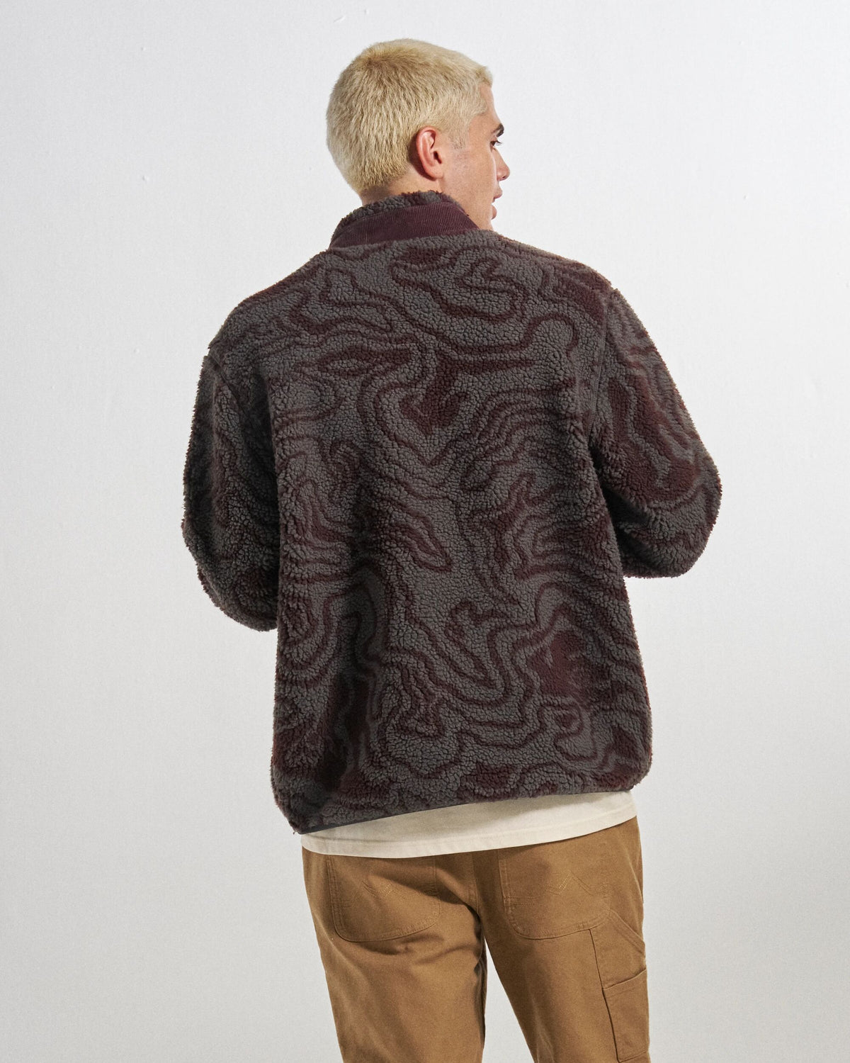 Trekker Deep-Pile Sherpa Fleece - Strata Swirl Brambleberry - Studio Model