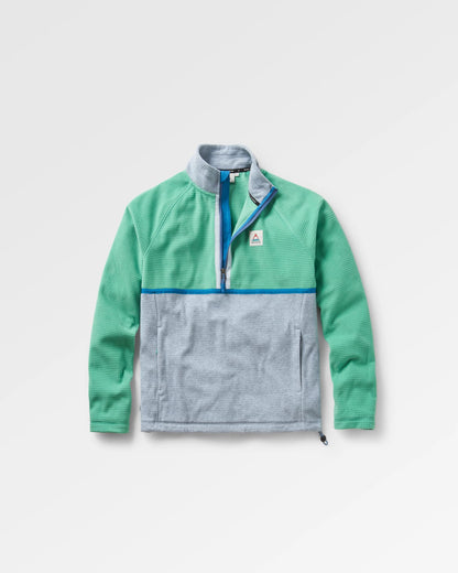 Overlook Recycled Grid Polar Fleece - Green Spruce/Grey Marl - Flatlay