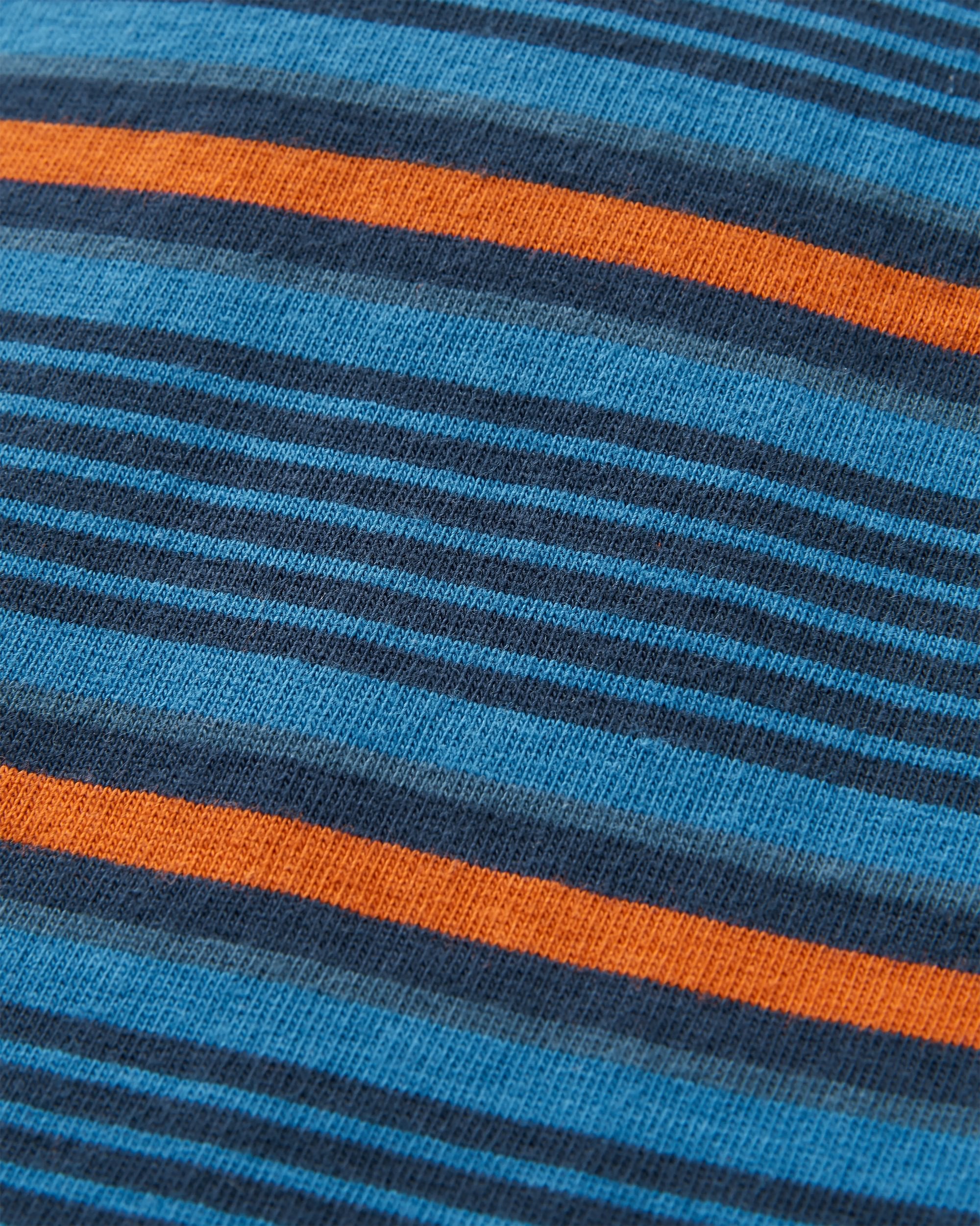 Retro Relaxed Fit T-Shirt - Azure Blue Multi Stripe - Flatlay