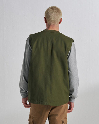 Explorers Organic Cotton Canvas Gilet - Khaki - Studio Model