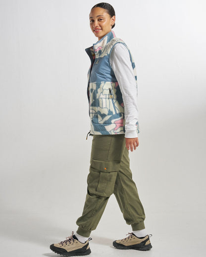 Home Full Zip Sherpa Gilet - Slower Rhythms Stormy Blue - Studio Model