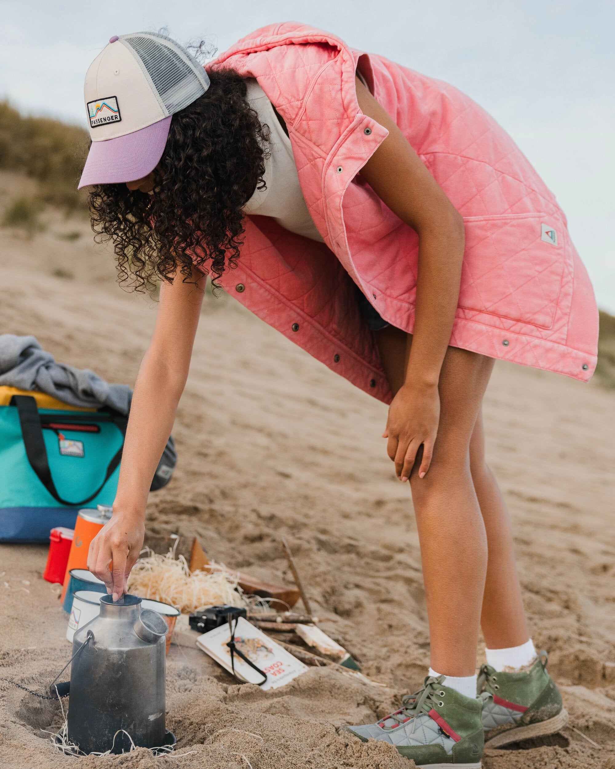 Clementine Recycled Quilted Vest - Shell Pink - Lifestyle