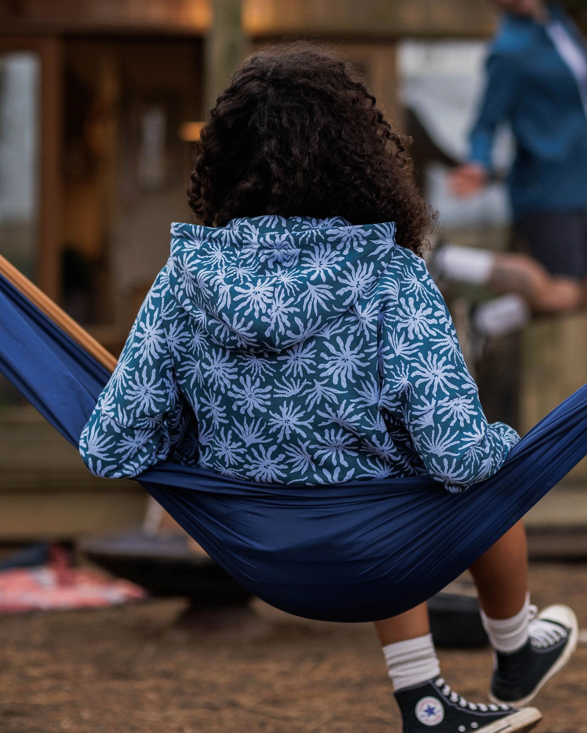 Arame Organic Cotton Hoodie - Seaweed Blue Steel - Lifestyle