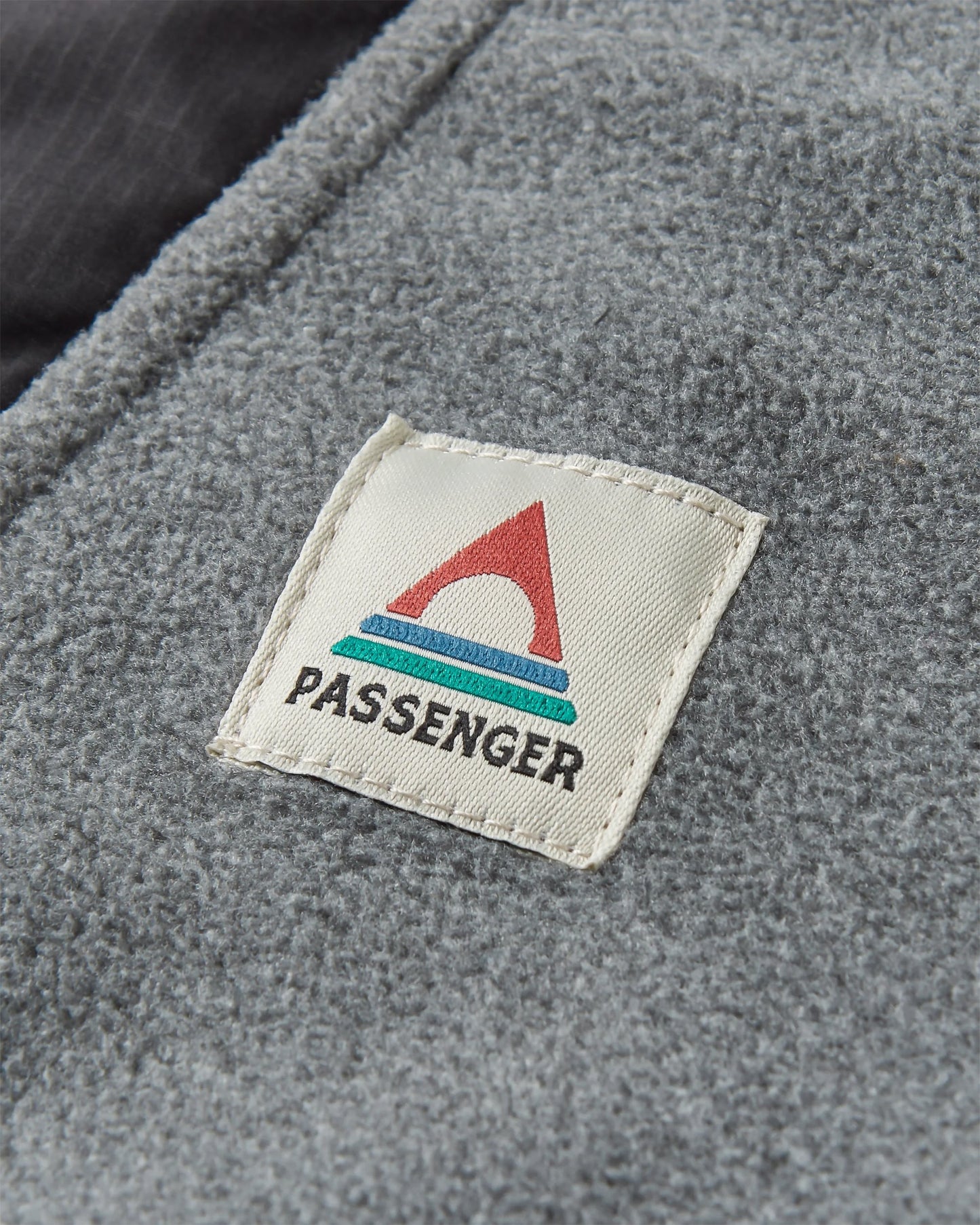 Woodland Hooded 1/2 Zip Recycled Polar Fleece - Grey Marl/Khaki - Flatlay