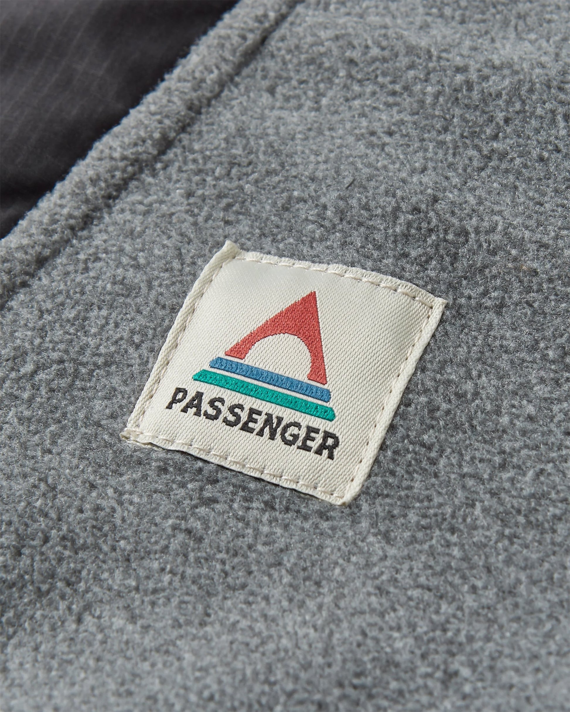 Woodland Hooded 1/2 Zip Recycled Polar Fleece - Grey Marl/Khaki - Flatlay