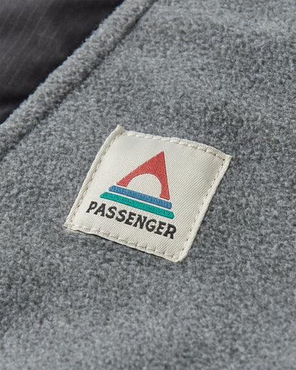 Woodland Hooded 1/2 Zip Recycled Polar Fleece - Grey Marl/Khaki - Flatlay