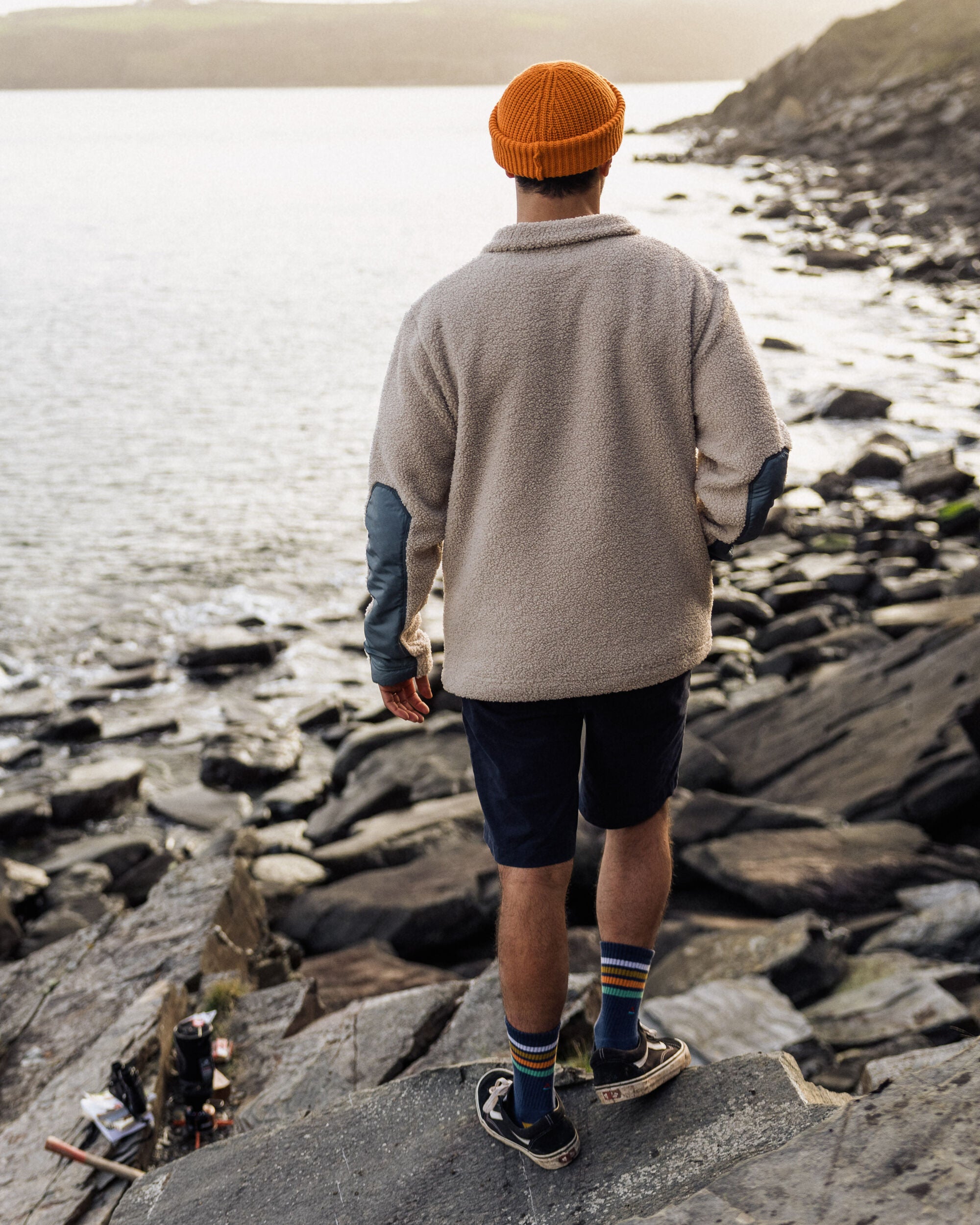 Muse Recycled Polar-Lined Sherpa Fleece - Pebble Grey - Lifestyle