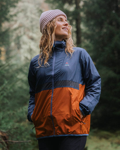 Viento Recycled Windshell Jacket - Dark Denim/Sunset Orange - Lifestyle