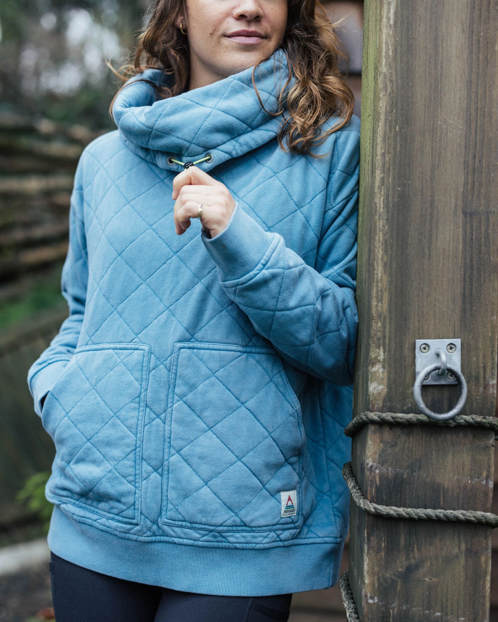 Clementine Recycled Quilted High Neck - Bluejay - Lifestyle