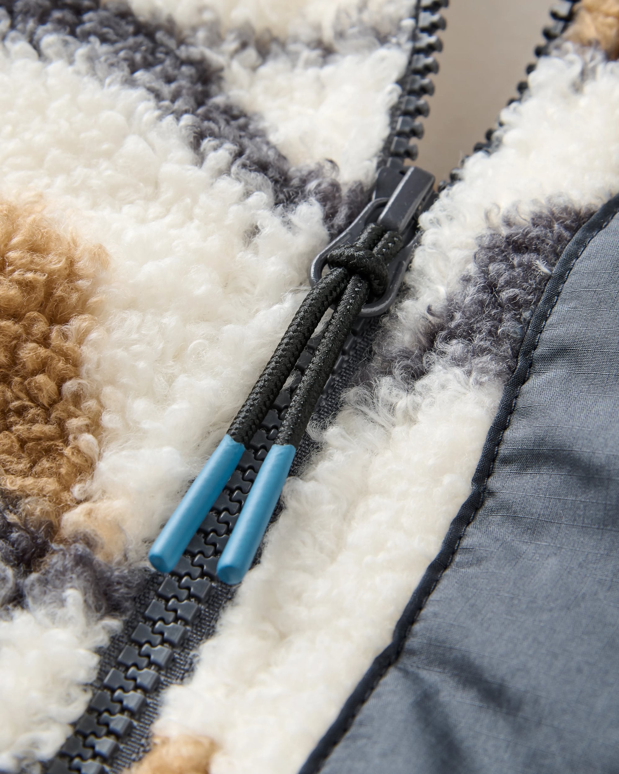 Ravi Recycled Sherpa Fleece - Abstract Trails Off White - Flatlay