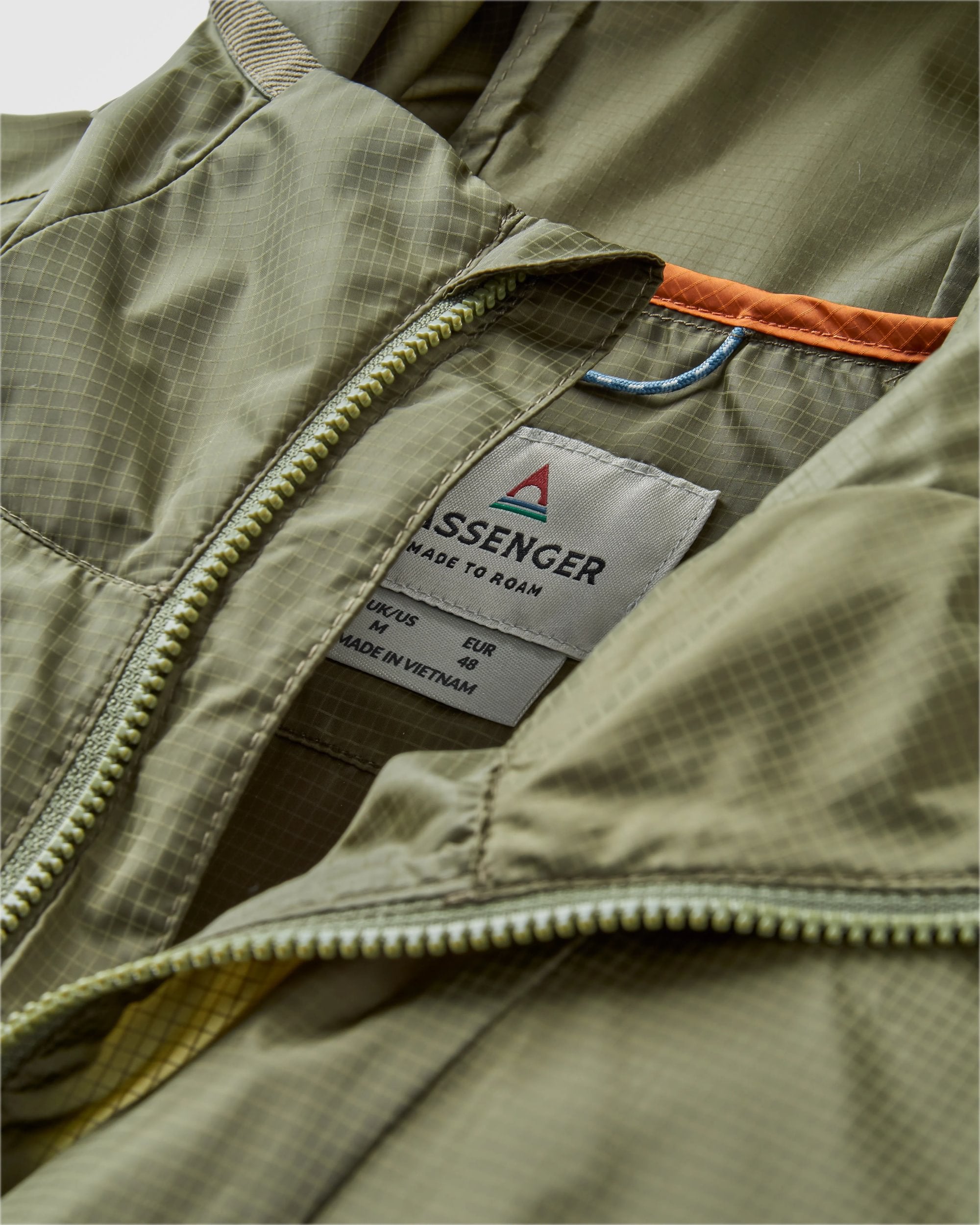 Gusto Recycled Windshell Anorak - Khaki/Dark Denim - Flatlay