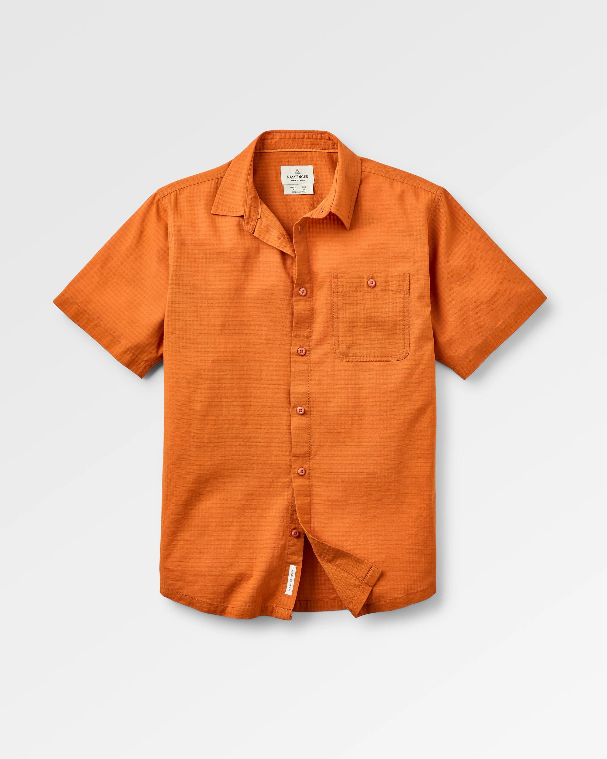 Chill Textured Short Sleeve Shirt - Sunset Orange - Flatlay