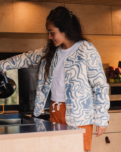Iris Collarless Recycled Fleece Jacket - Strata Swirl Birch - Lifestyle