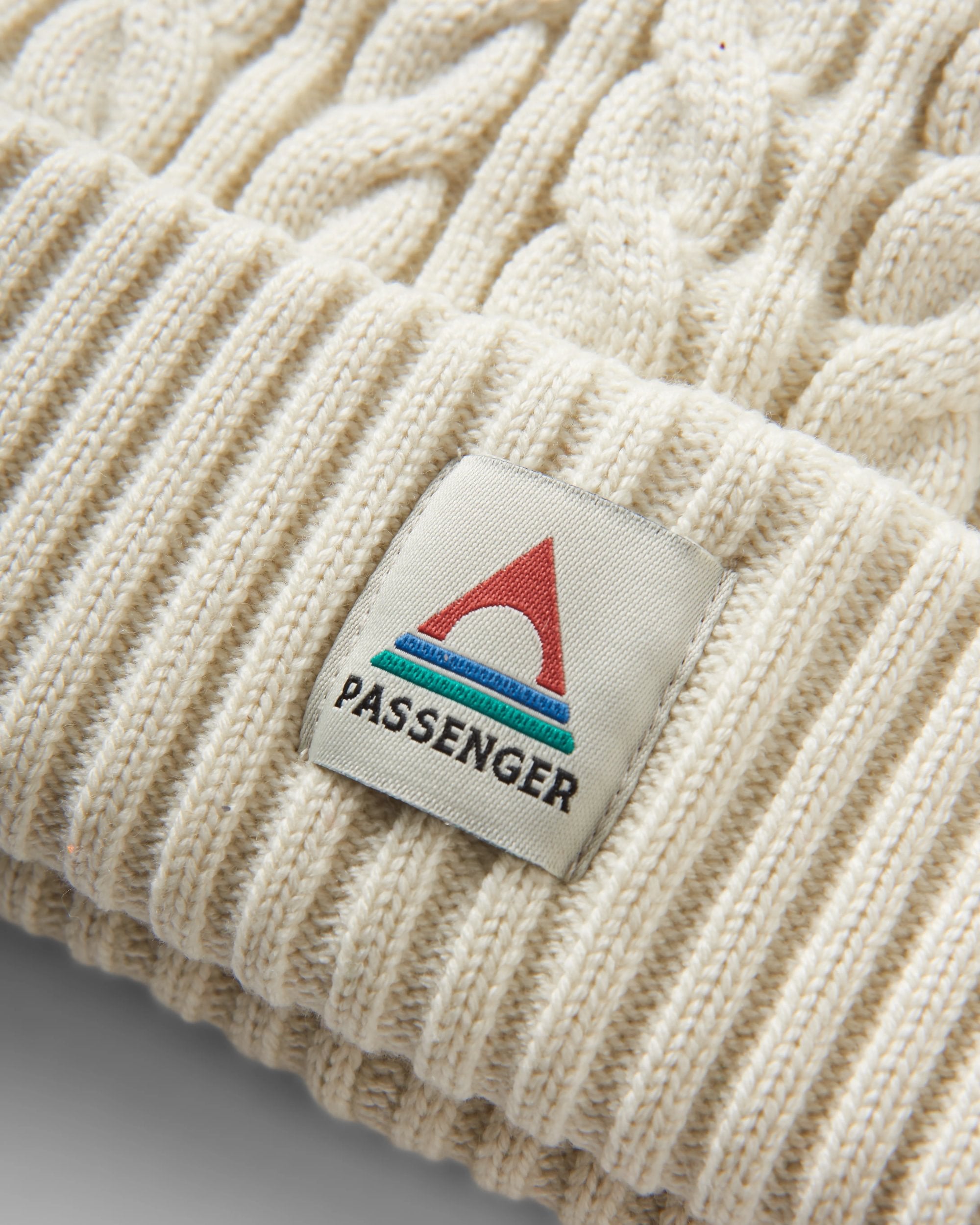 Fireside Recycled Cable Knit Beanie - Birch - Flatlay